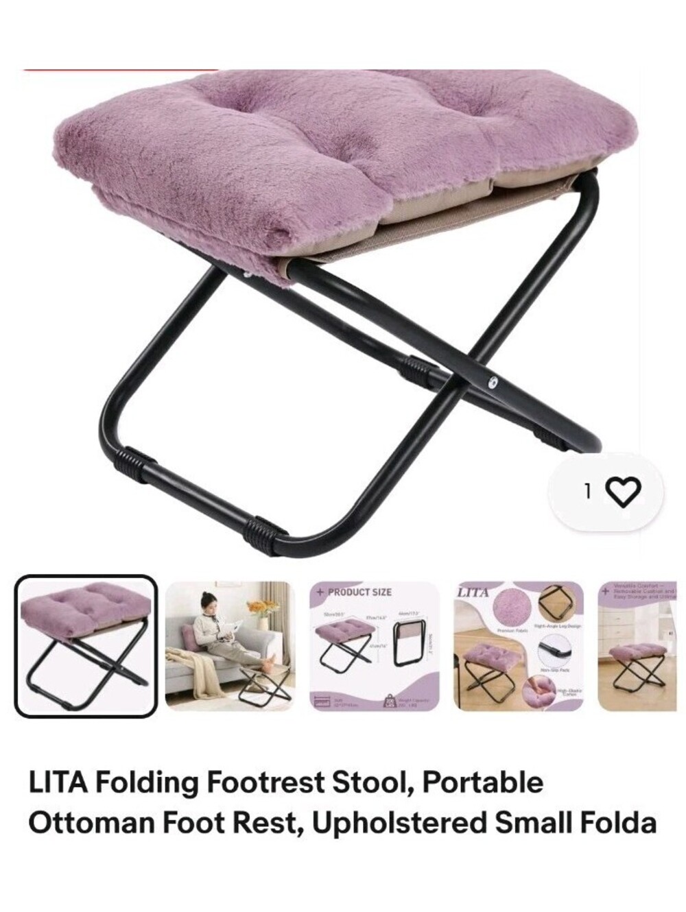 LITA Folding Footrest Stool, Portable Ottoman Foot Rest, Upholstered Small Folda